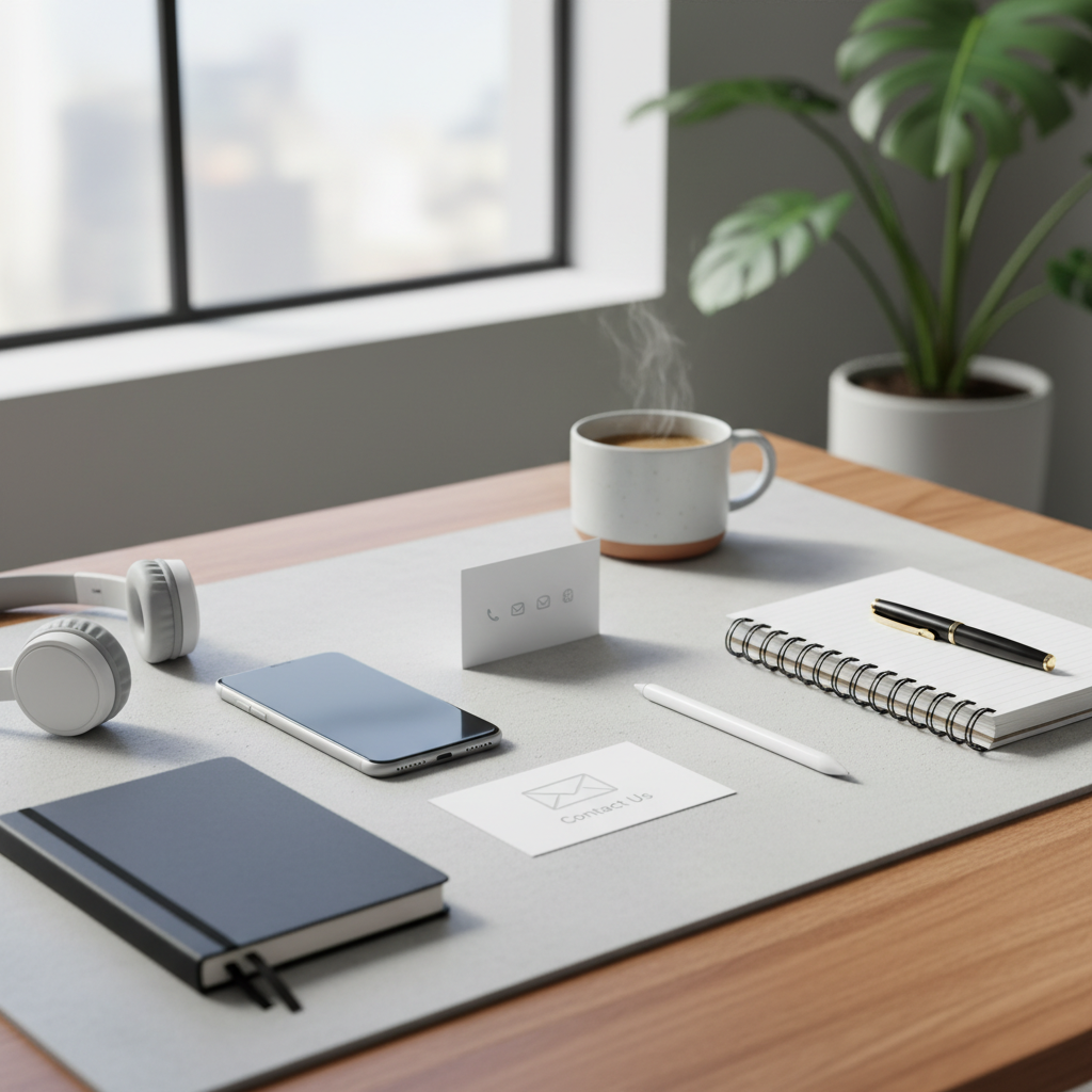Desk with notebooks